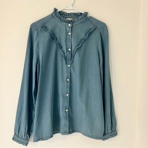 Women's Ruffled Chambray Shirt